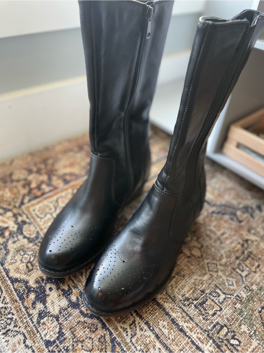 Propét Rumor Women’s Black Leather Mid-Calf Heeled Boots